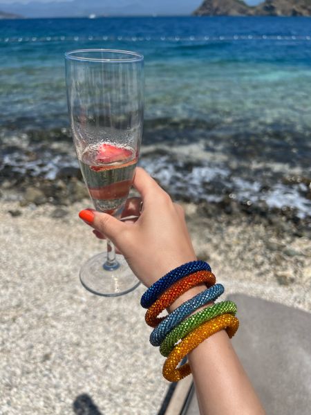 Shine Düz Mavi Bohem Bileklik