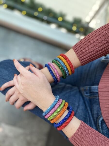 Shine Düz Mavi Bohem Bileklik