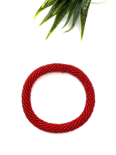 Shine Düz Kırmızı Bohem Bileklik