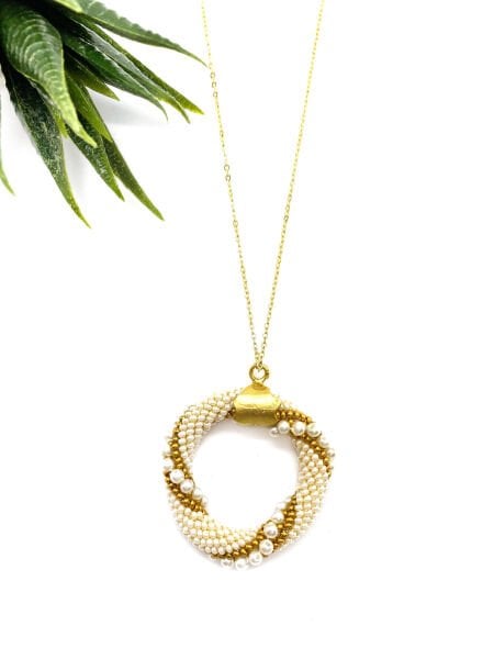 İnci  Uzun Zincir Bohem Kolye