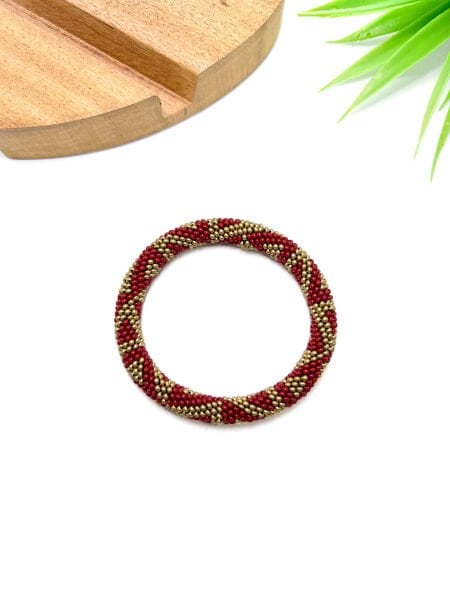 Üçgen  Bohem Bileklik (bordo)