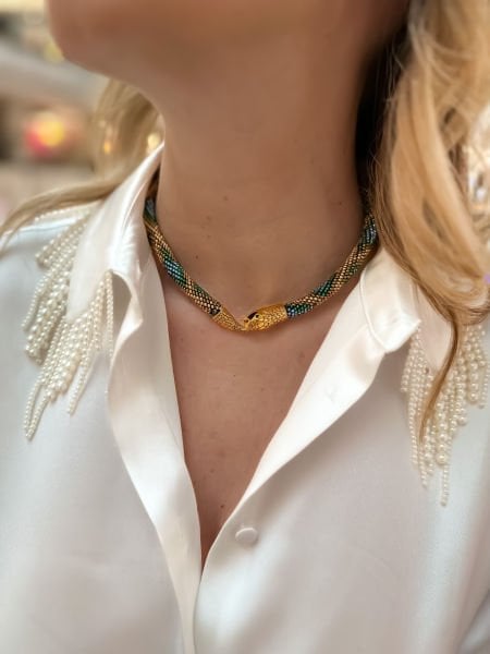 Snake Bohem Kolye (mavi)