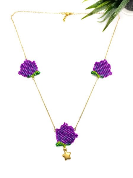 Eliza Miyuki Kısa Kolye (Mor)