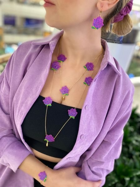 Eliza Miyuki Kısa Kolye (Mor)