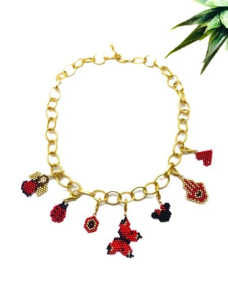 Charm Miyuki Kolye (Kırmızı)