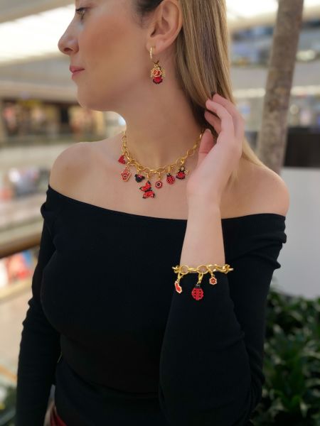 Charm Miyuki Küpe (Kırmızı)