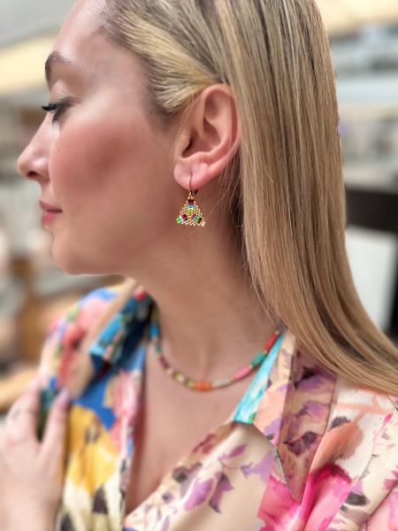 Üçgen Miyuki Küpe (Renkli)