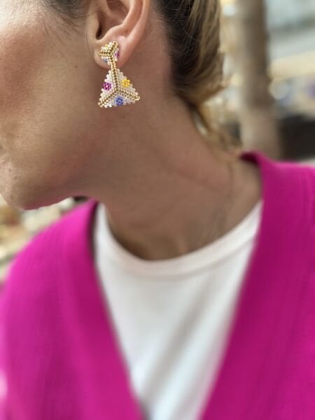 İkili Üçgen Miyuki Küpe