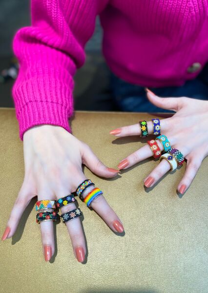 Üçgen Miyuki Yüzük (Renkli)