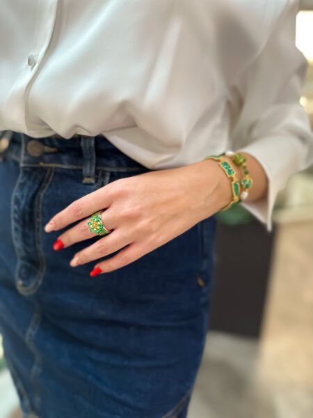 Swarovski Shine Yüzük (Yeşil)