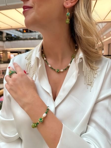 Swarovski Shine Miyuki Bileklik (Yeşil)