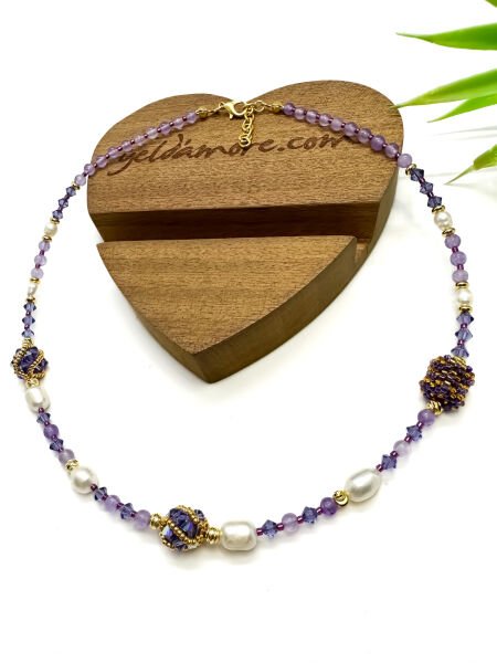 Swarovski Shine Miyuki Kolye (Mor)