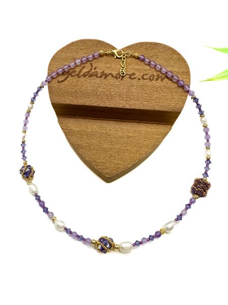 Swarovski Shine Miyuki Kolye (Mor)