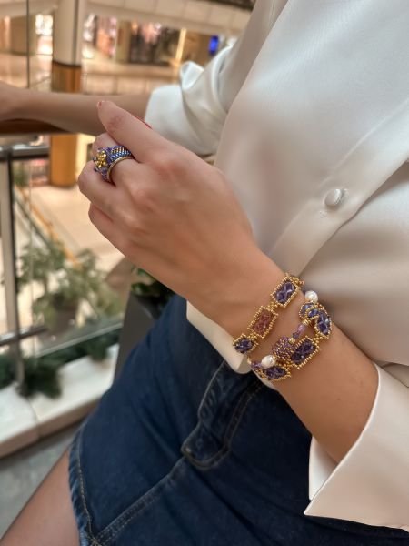 Swarovski Miyuki Bileklik (Mor)