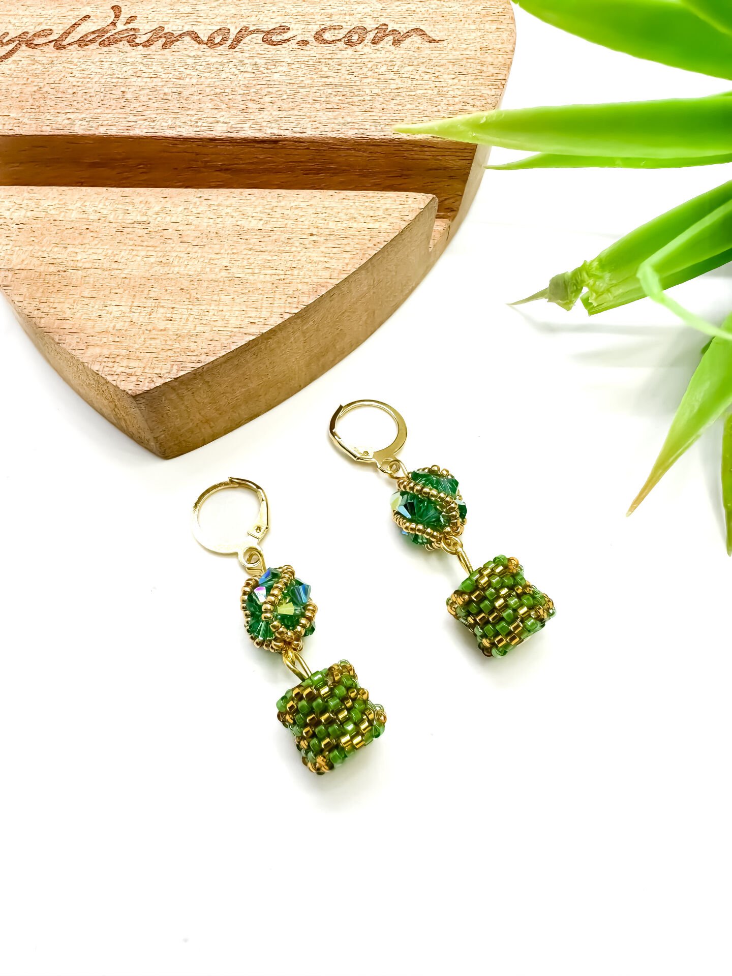 Swarovski Shine Miyuki Küpe (Yeşil)