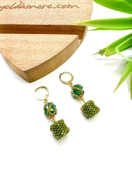 Swarovski Shine Miyuki Küpe (Yeşil)