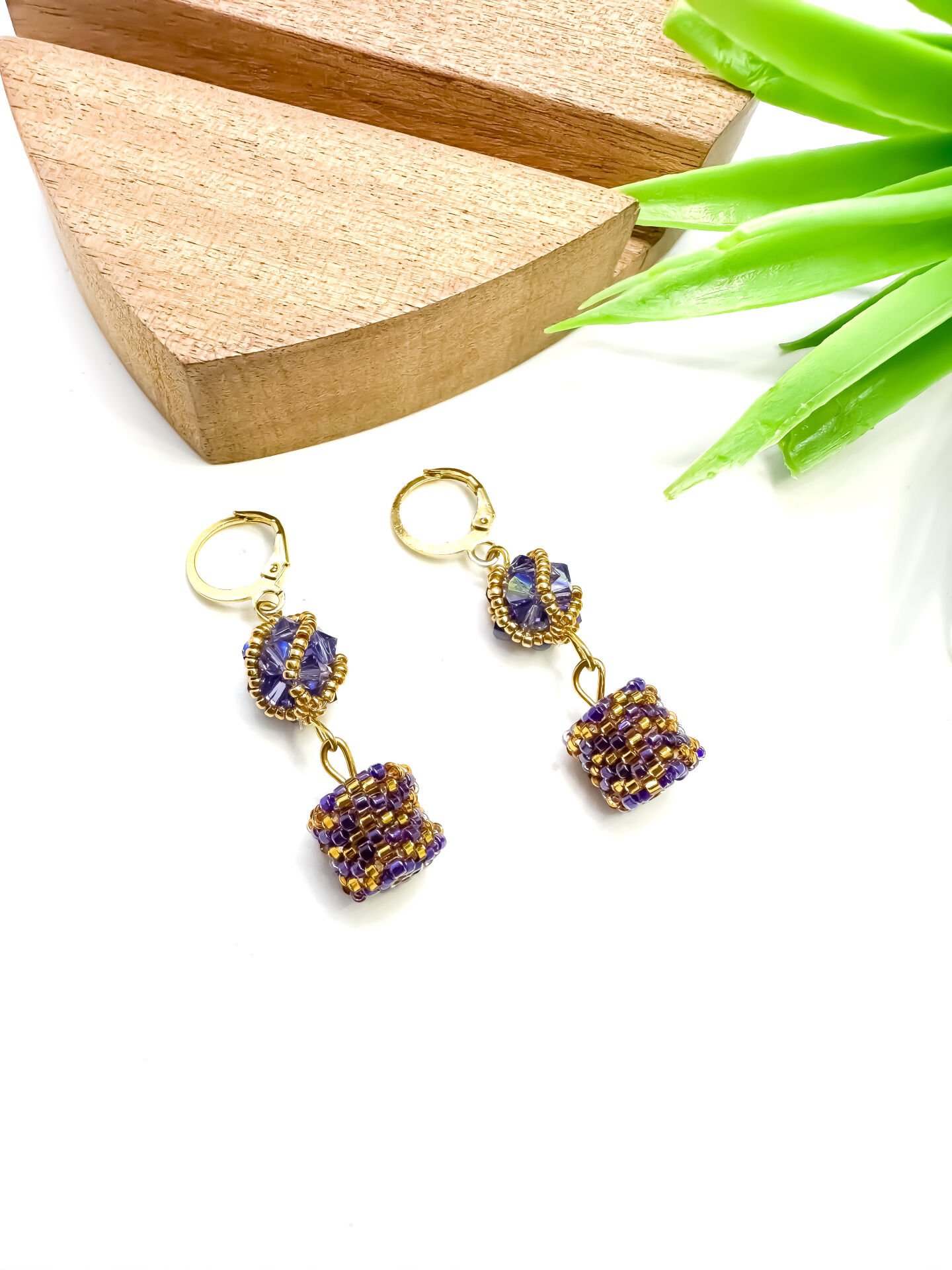 Swarovski Shine Miyuki Küpe (Mor)