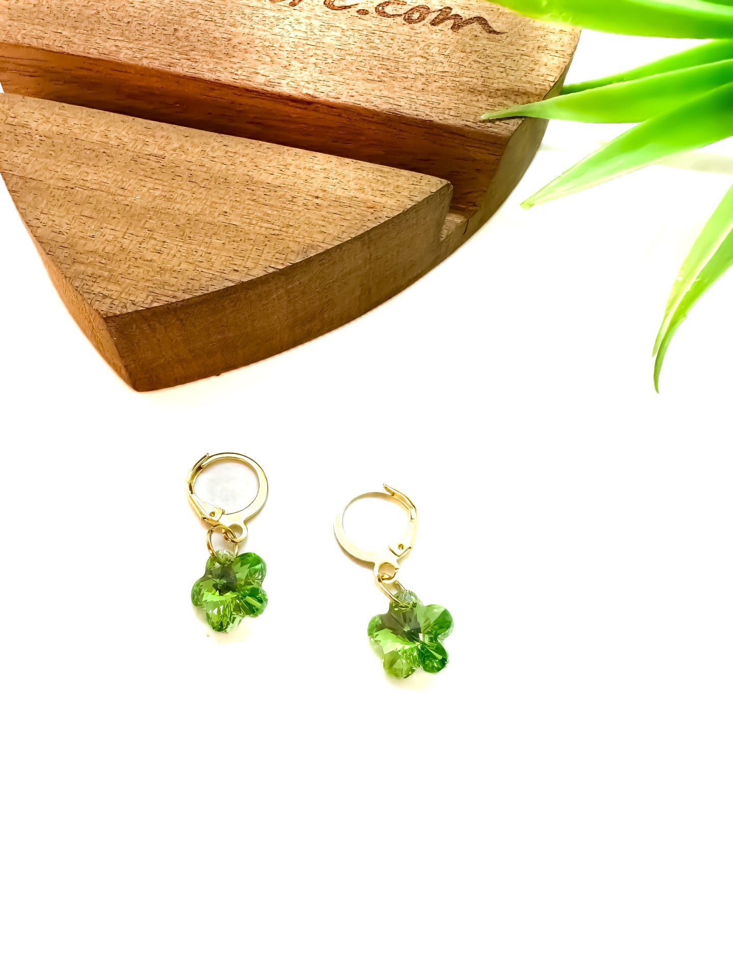 Swarovski Clover Küpe (Yeşil)