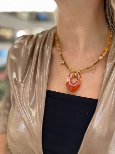 Swarovski Agena Miyuki Kolye (Kremit Rengi)