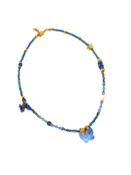 Swarovski Kelebek Miyuki Kolye (Mavi)