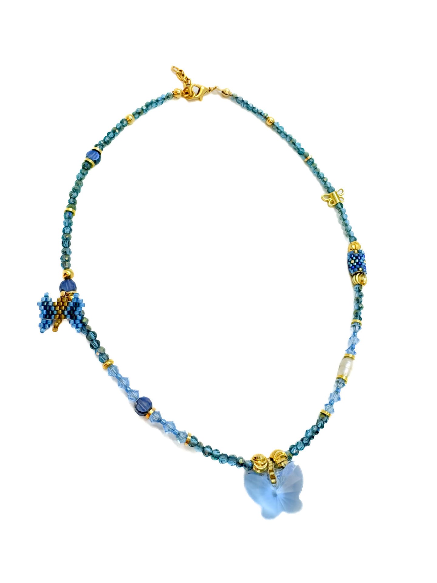 Swarovski Kelebek Miyuki Kolye (Mavi)