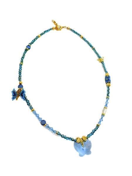 Swarovski Kelebek Miyuki Kolye (Mavi)