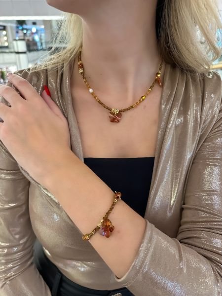 Swarovski Kelebek Miyuki Bileklik (Kahverengi)