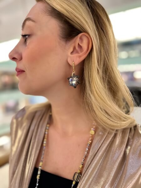 Swarovski Kar Topu Miyuki Küpe