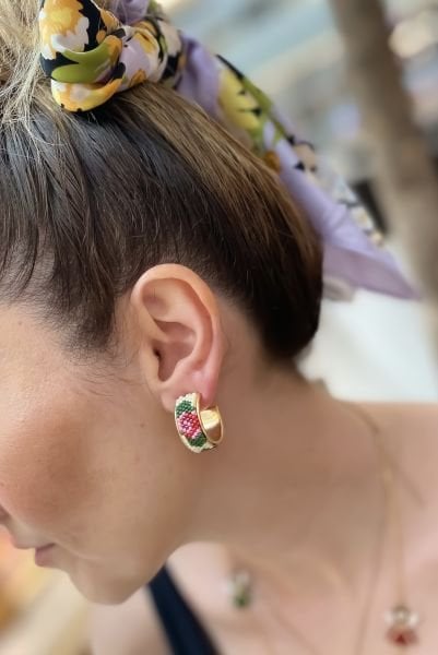 Miyuki Halka Gül Küpe