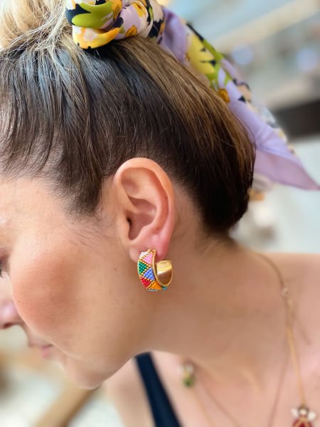 Miyuki Halka Küpe (Üçgen Renkli)