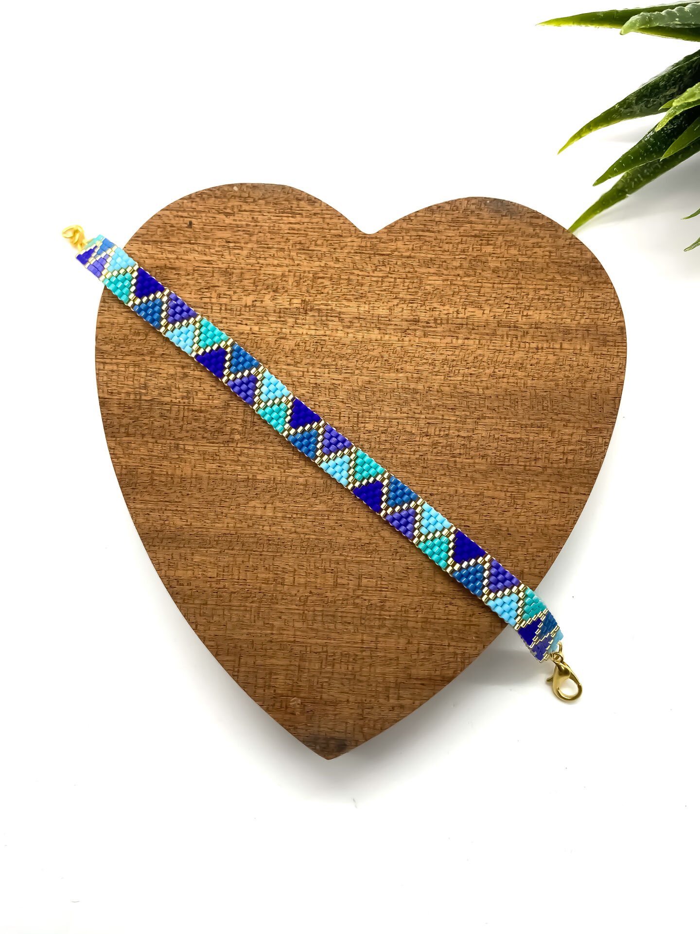 Üçgen Motif Miyuki Bilekik (Lacivert-Mavi)