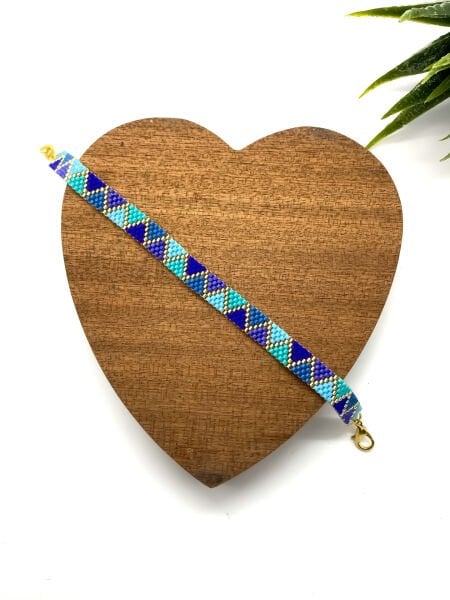 Üçgen Motif Miyuki Bilekik (Lacivert-Mavi)