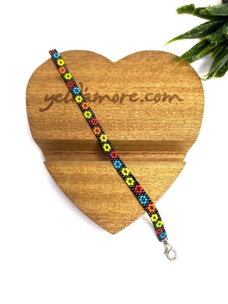 Mini Çiçek Miyuk Bileklik (siyah)