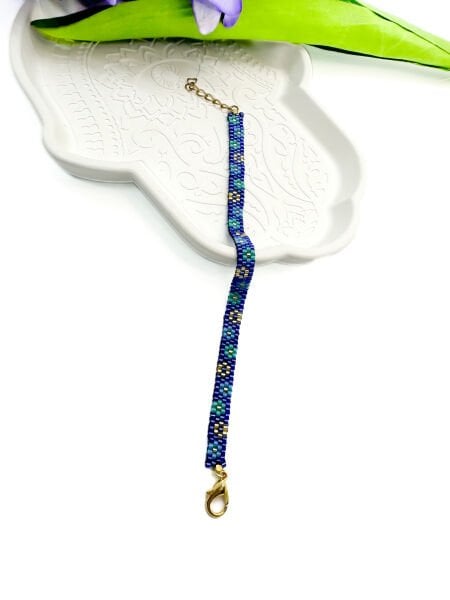 Mini Çiçek Miyuki Bileklik (Mavi)