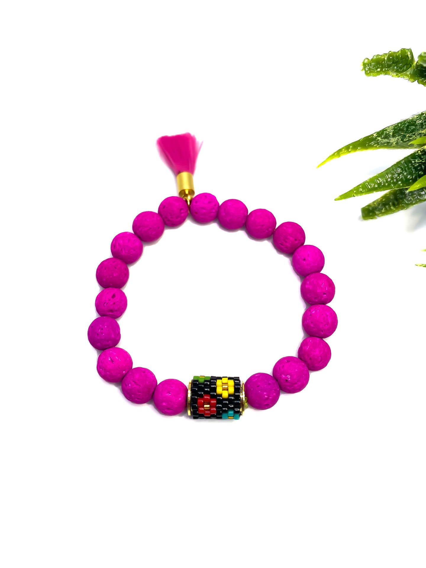 Mabelle Lav Taşı Bileklik(pembe-siyah)