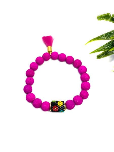 Mabelle Lav Taşı Bileklik(pembe-siyah)