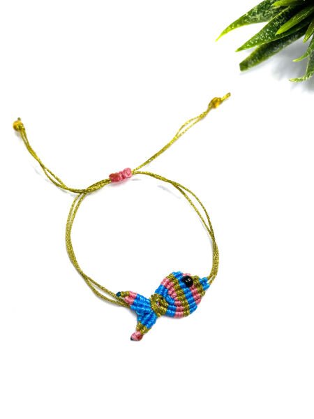Makrome Balık Bileklik (mavi-pembe)