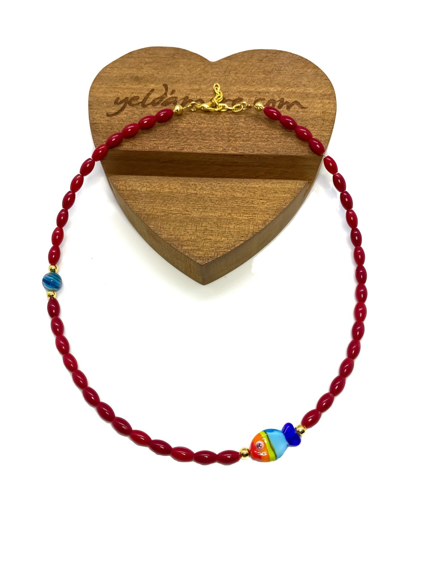 Mercan Murano Balık Kolye