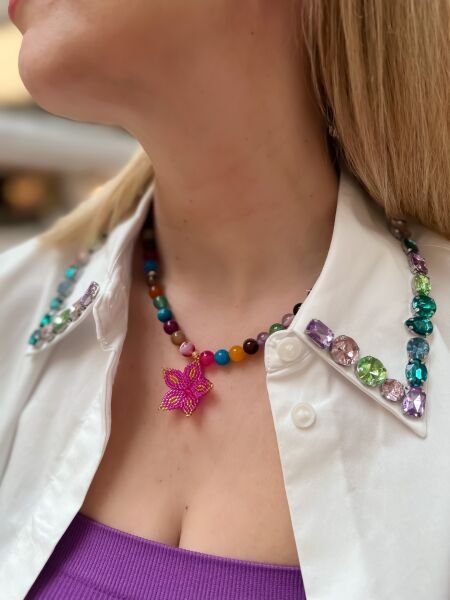 Bahar Doğal Taş Kolye (Pembe)