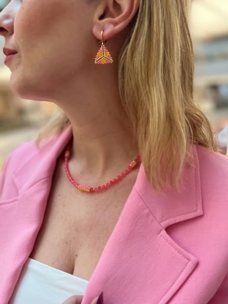 Pembe Kuvars Miyuki Kolye