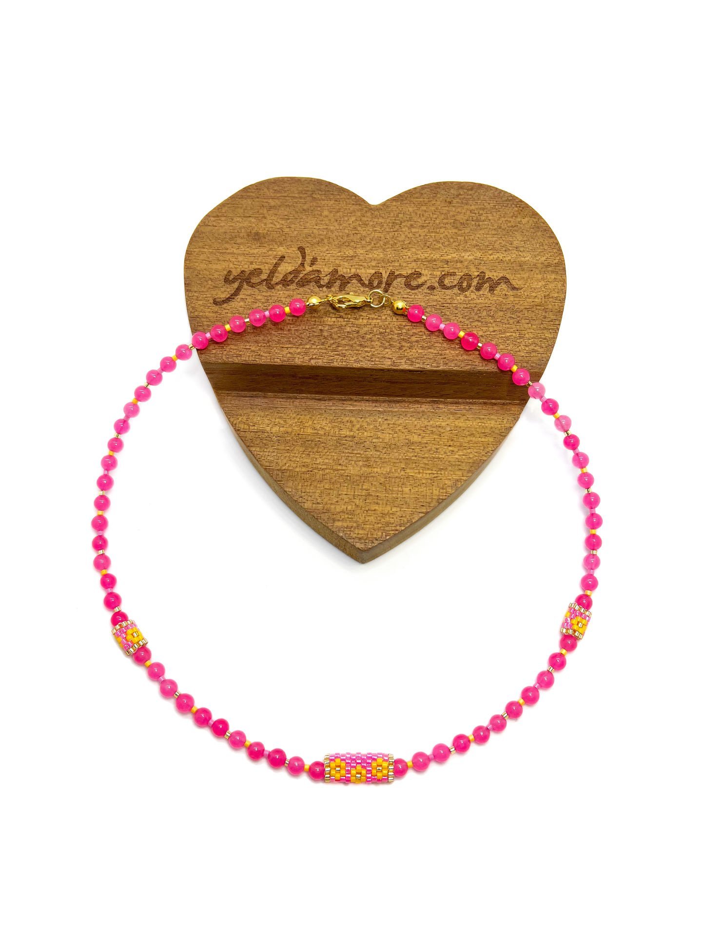 Pembe Kuvars Miyuki Kolye