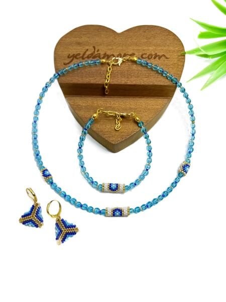 Mavi Kuvars Miyuki Kolye