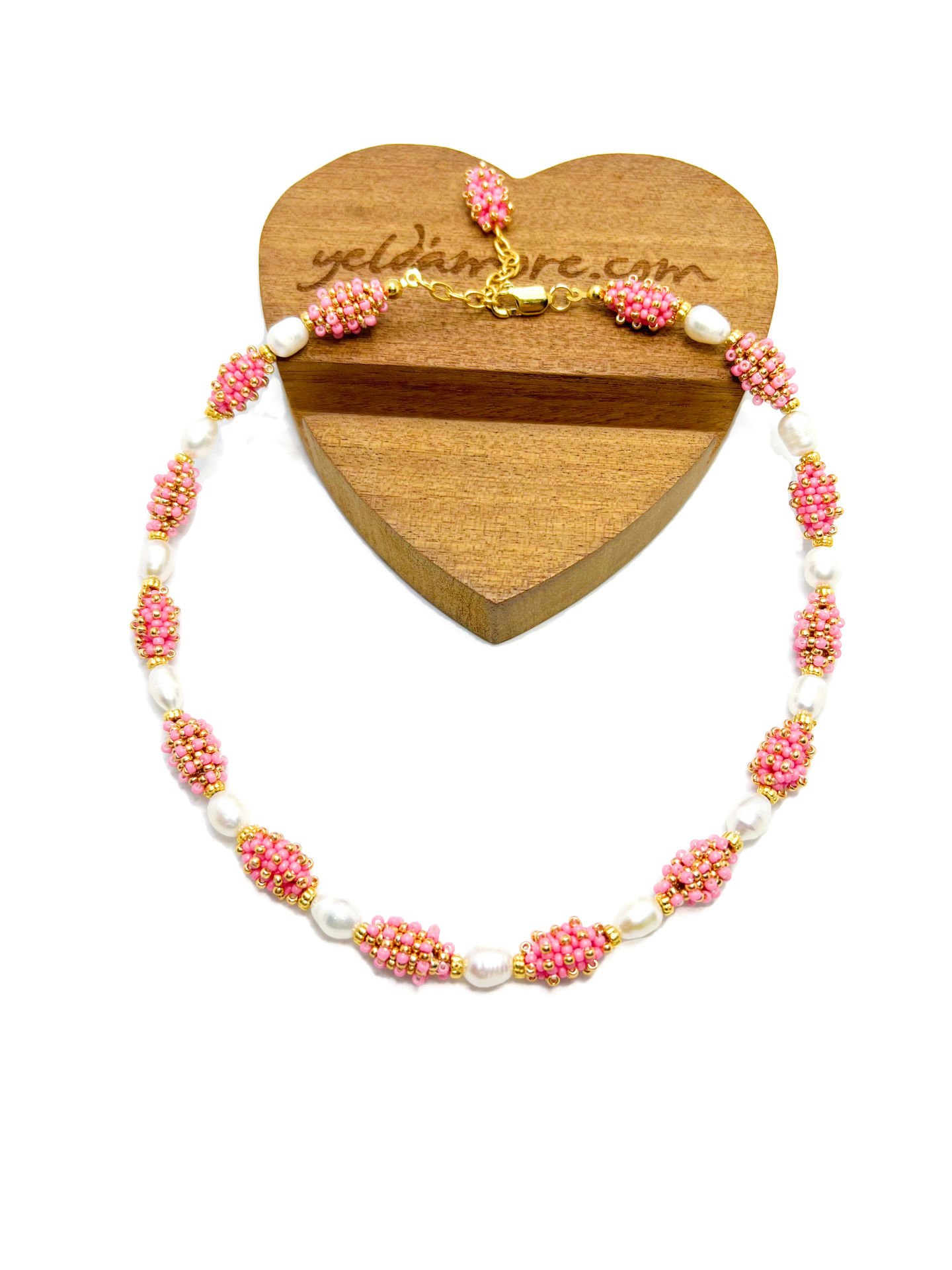 Elegant İnci Miyuki Kolye (pembe)
