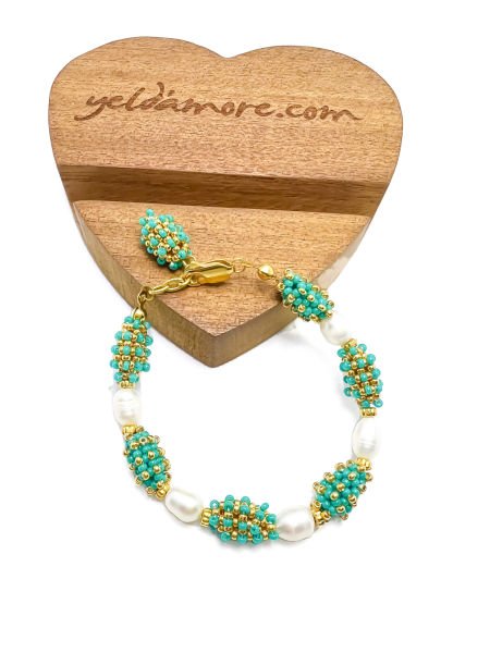 Elegant İnci Miyuki Bileklik (mavi)