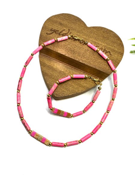 Varasit Taş Miyuki Kolye (pembe)