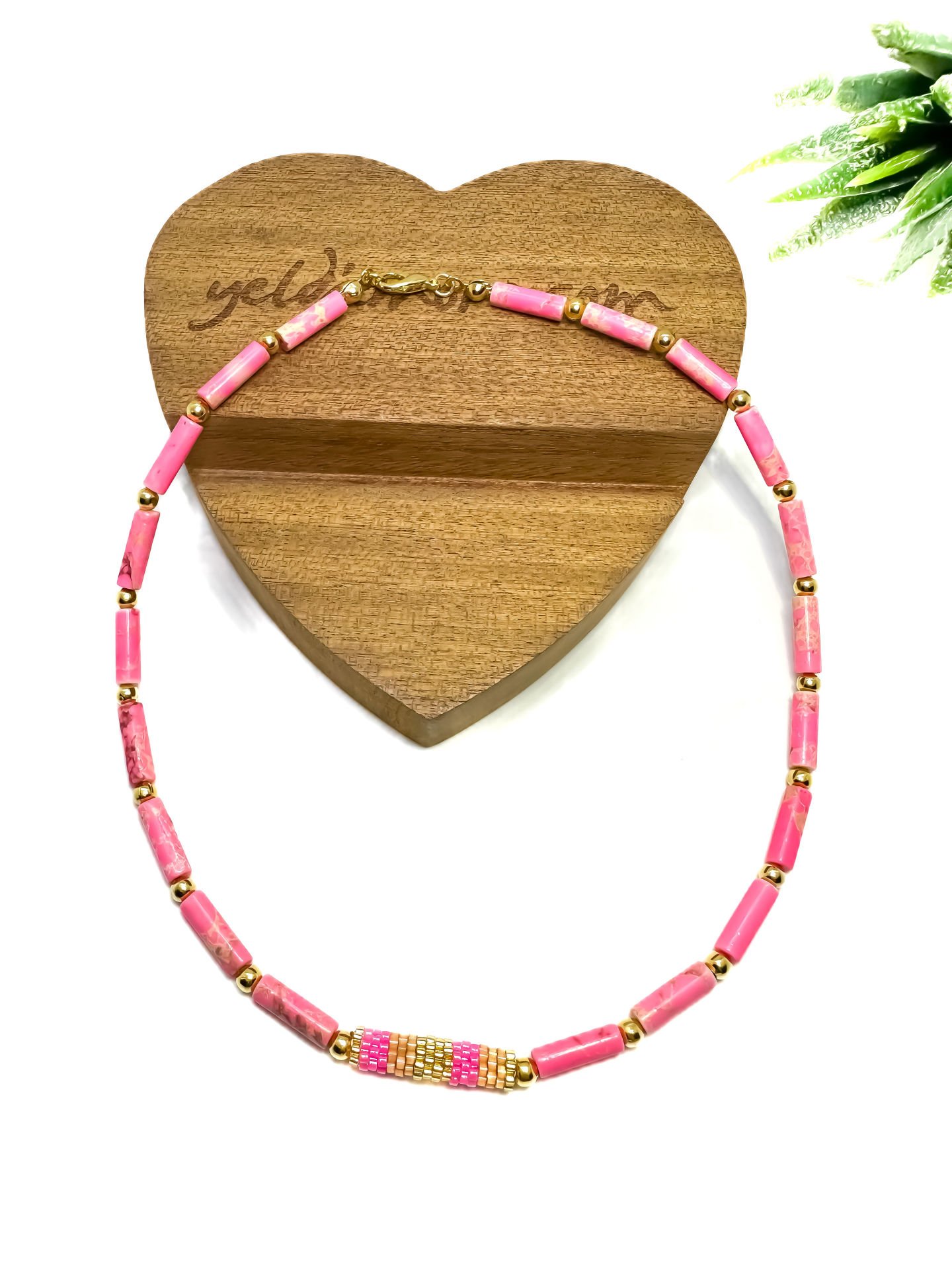 Varasit Taş Miyuki Kolye (pembe)