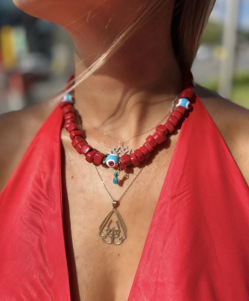 Cam Kırmızı Miyuki Kolye