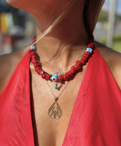 Cam Kırmızı Miyuki Kolye