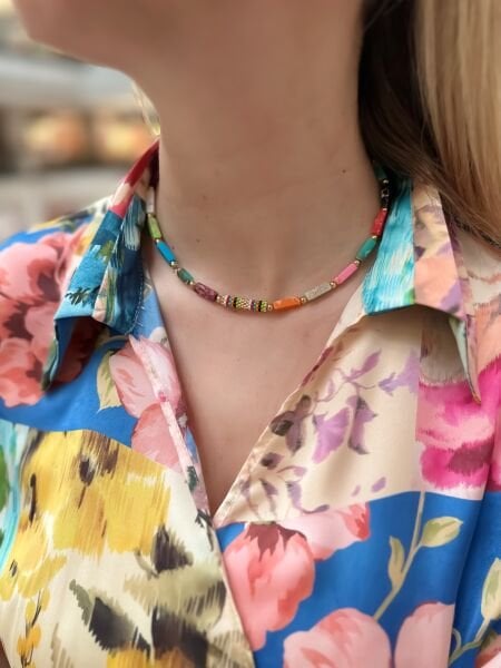 Renkli Varasit Taş Kolye