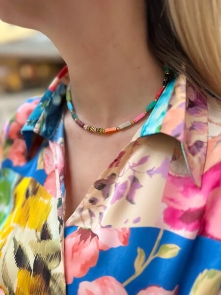 Renkli Varasit Taş Kolye